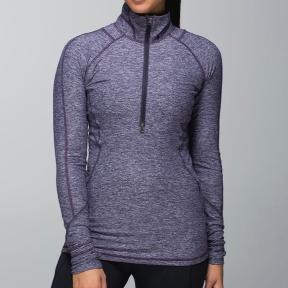 Lululemon Race Your Pace 1/2 Zip Heathered Black Grape, Size 8 - Picture 1 of 10
